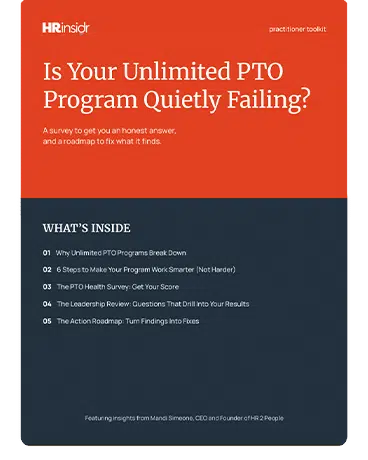 cover page of "Is your unlimited PTO program quietly failing" PDF.
